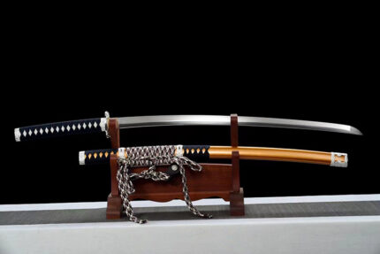 Sunset Edge: Hand Forged Japanese Tachi High Performance Spring Steel Blade Yellow Saya