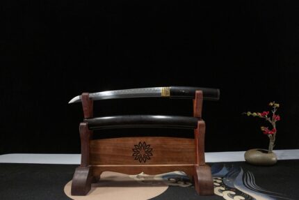 Night Owl: Hand Forged Japanese Wakizashi T10 Steel Blade Black Saya