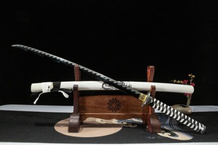 Alabaster Talon: Hand Forged Japanese Katana 1060 Steel Blade White Saya