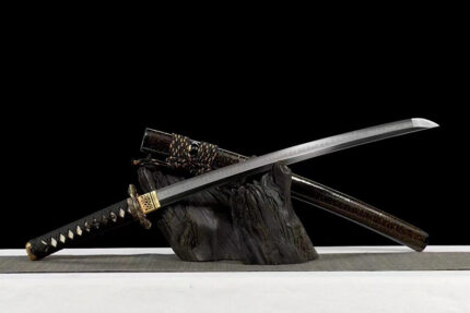 Wraith Blade: Hand Forged Japanese Katana T10 Steel Blade Black Saya