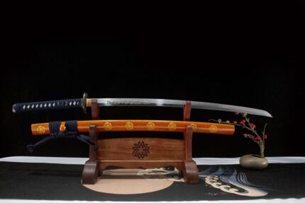 Aviary's Homage: Hand Forged Japanese Katana T10 Clay Tempered Blade Orange Saya