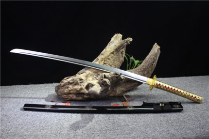 Ink Sea: Hand Forged Japanese Katana Carbon Steel Blade Black Saya