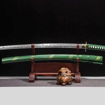 Bamboo Bite: Hand Forged Japanese Katana High Performance Manganese Steel Blade Green Saya