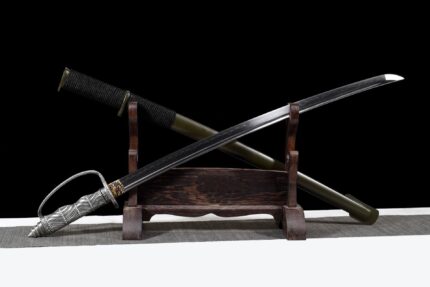 Envy's Kiss: Hand Forged Katana Carbon Steel Blade Army Green Saya