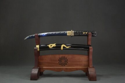 Nether Blade: Hand Forged Japanese Wakizashi 1060 High Manganese Steel Blade Black Saya