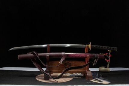 Erosion Codex: Hand Forged Japanese Katana 609 Pattern Steel Polished Blade Reddish Brown Saya