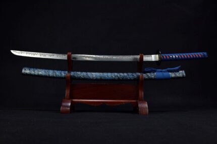 Indigo Night: Hand Forged Japanese Katana 7Cr17MOV Stainless Steel Blue Saya