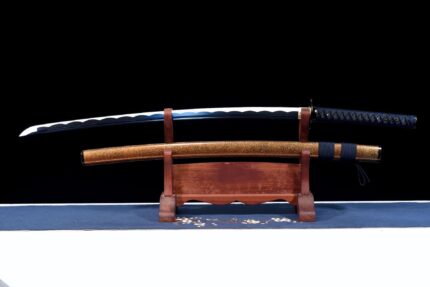 Data Edge: Hand Forged Japanese Katana Carbon Steel Blade Brown Saya