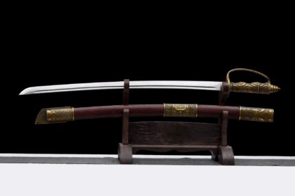 Silent Mirage: Hand Forged Japanese Katana Pattern Steel Blade Brown Saya