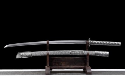 Gear Edge: Hand Forged Japanese Katana High Manganese Steel Blade Grey Saya