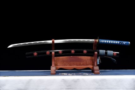 Petroleum Marrow: Hand Forged Japanese Katana Medium Carbon Steel Blade Black Saya