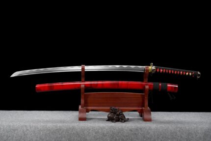 Blood Wing: Hand Forged Japanese Katana High Carbon Steel Blade Red Saya
