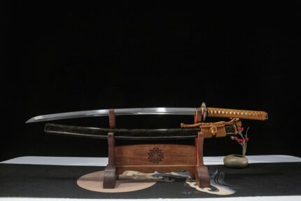Wave Dragon: Hand Forged Japanese Katana T10 Steel Blade Black Saya