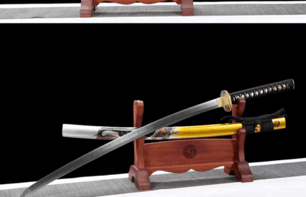 Laser Amber: Hand Forged Japanese Katana Medium Carbon Steel Blade Yellow Saya