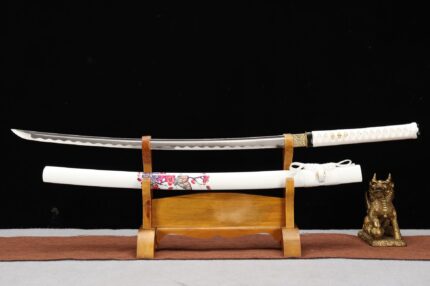 Ghost Blade‌: Hand Forged Japanese Katana Carbon Steel Blade White Saya