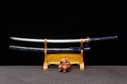 Indigo Night: Hand Forged Japanese Katana Manganese Steel Blade Blue Black Saya