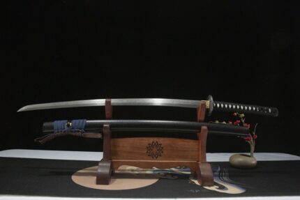 Condor: Hand Forged Japanese Katana Damascus Composite Steel Blade Black Saya
