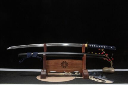 Star Blade: Hand Forged Japanese Katana 1045 High Carbon Steel Blade Black Saya