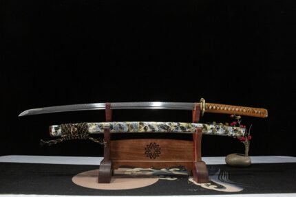 Cloud Kirin: Hand Forged Japanese Katana T10 Steel Blade Motley Saya