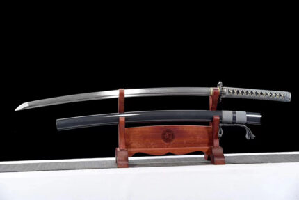 Ash Kiss: Hand Forged Japanese Katana 1095 Steel Clay Tempered Blade Grey Saya