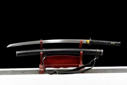 Dark Steel Trace: Hand Forged Japanese Katana Manganese Steel Black Saya